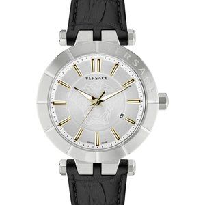 New Versace Men's Silver 43mm Watch!